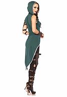 Kvinnlig Robin Hood, maskeraddräkt med topp och leggings, spänne och revor